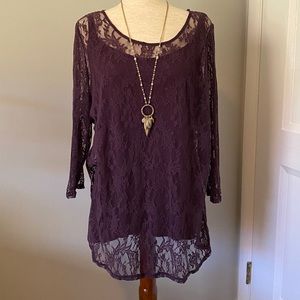 Elegant Plum Lace Top